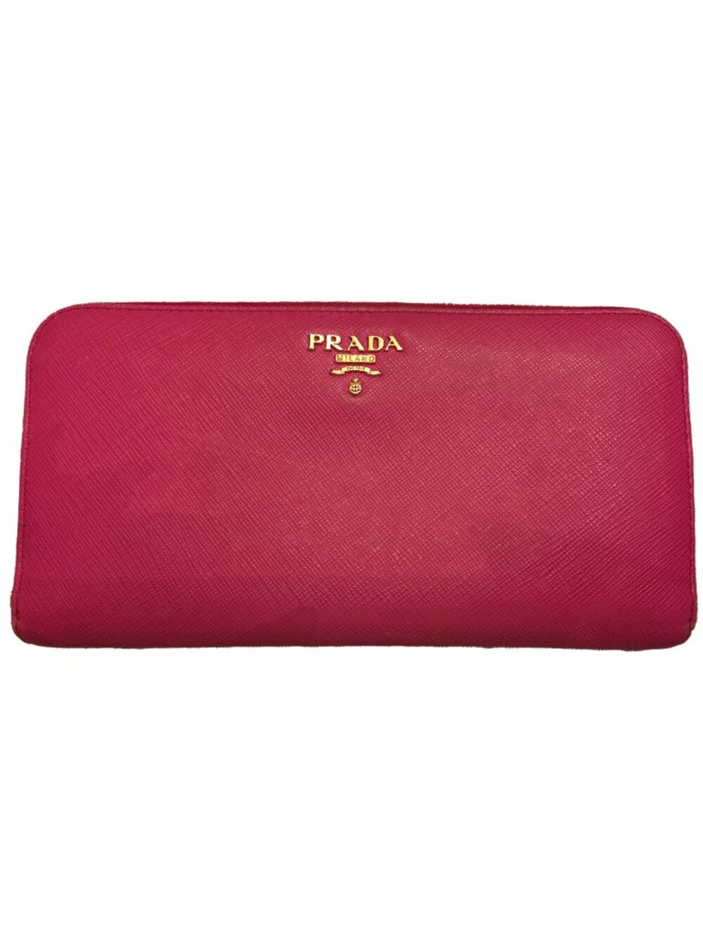 Prada Saffiano Leather Zip Wallet - Peonia Pink - GUC